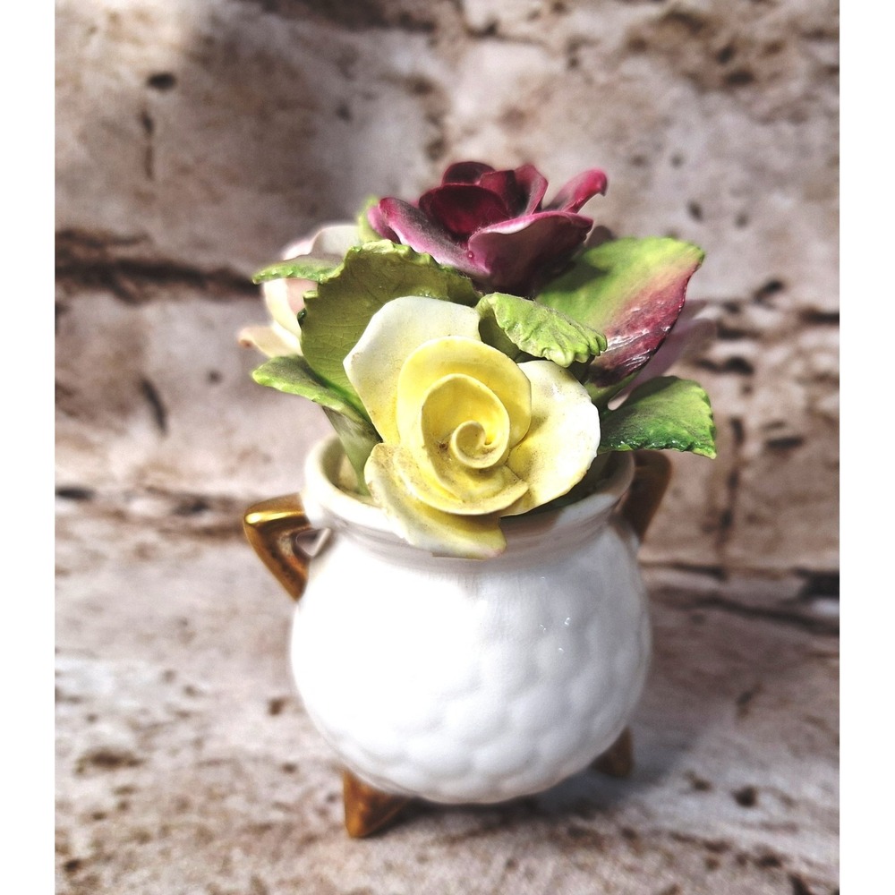 Vintage Gold Gilt Bone China footed Pot Floral display by Coalport made England
